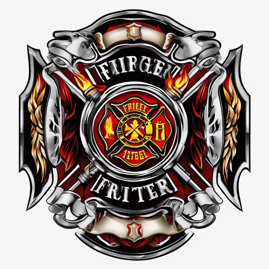 firefighter cross tattoo  simple color tattoo,white background