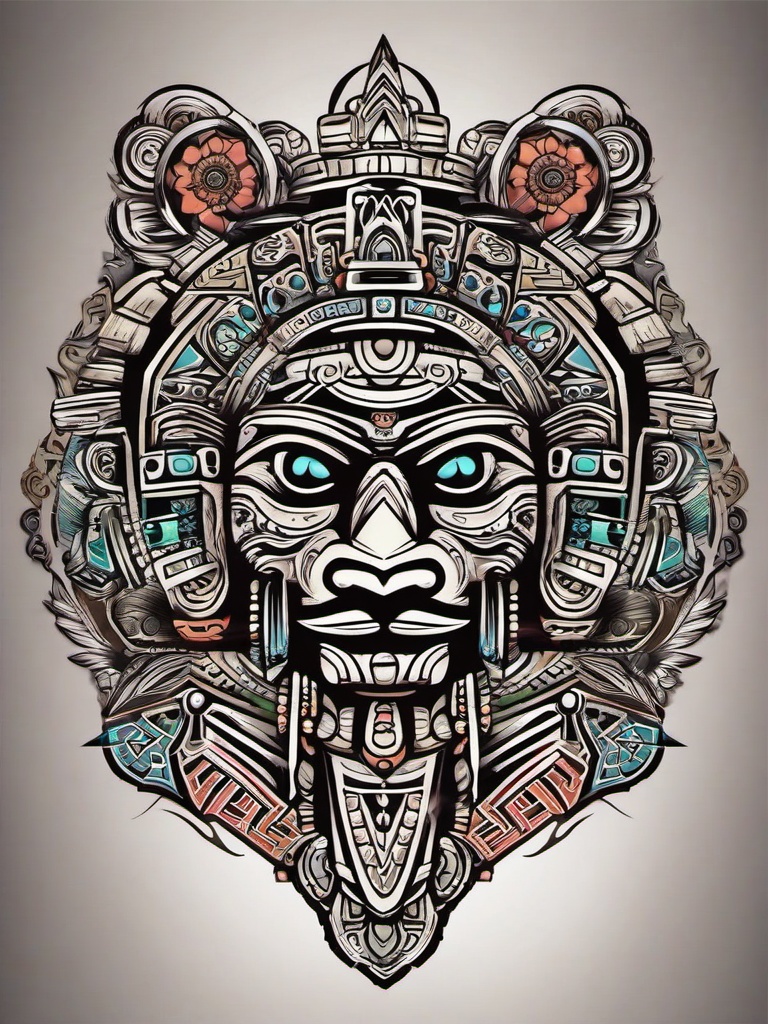 aztec and mayan tattoos  simple vector color tattoo