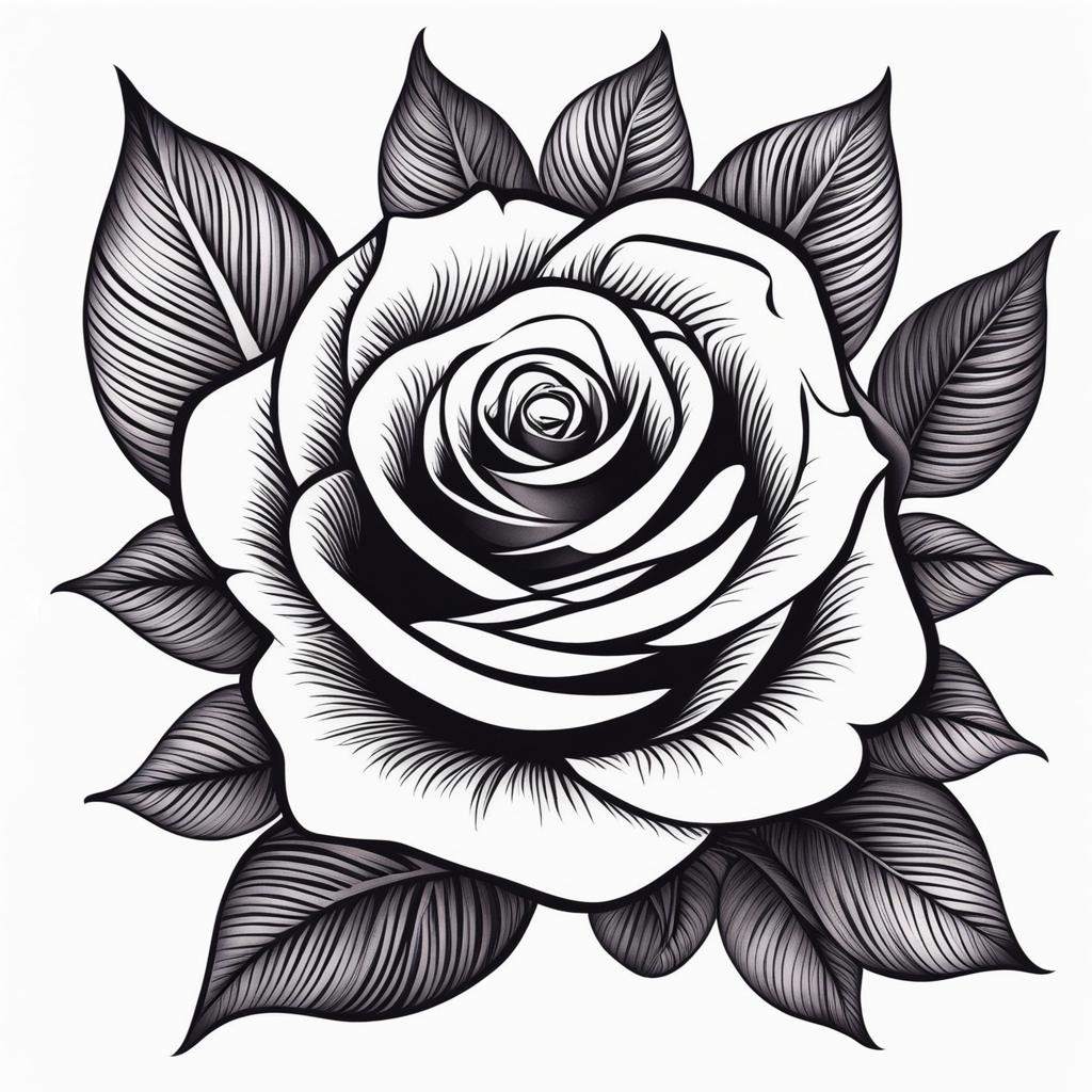 Rose back tattoo, Elegant and artistic tattoos designed for the back.  color, tattoo patterns, white clean background