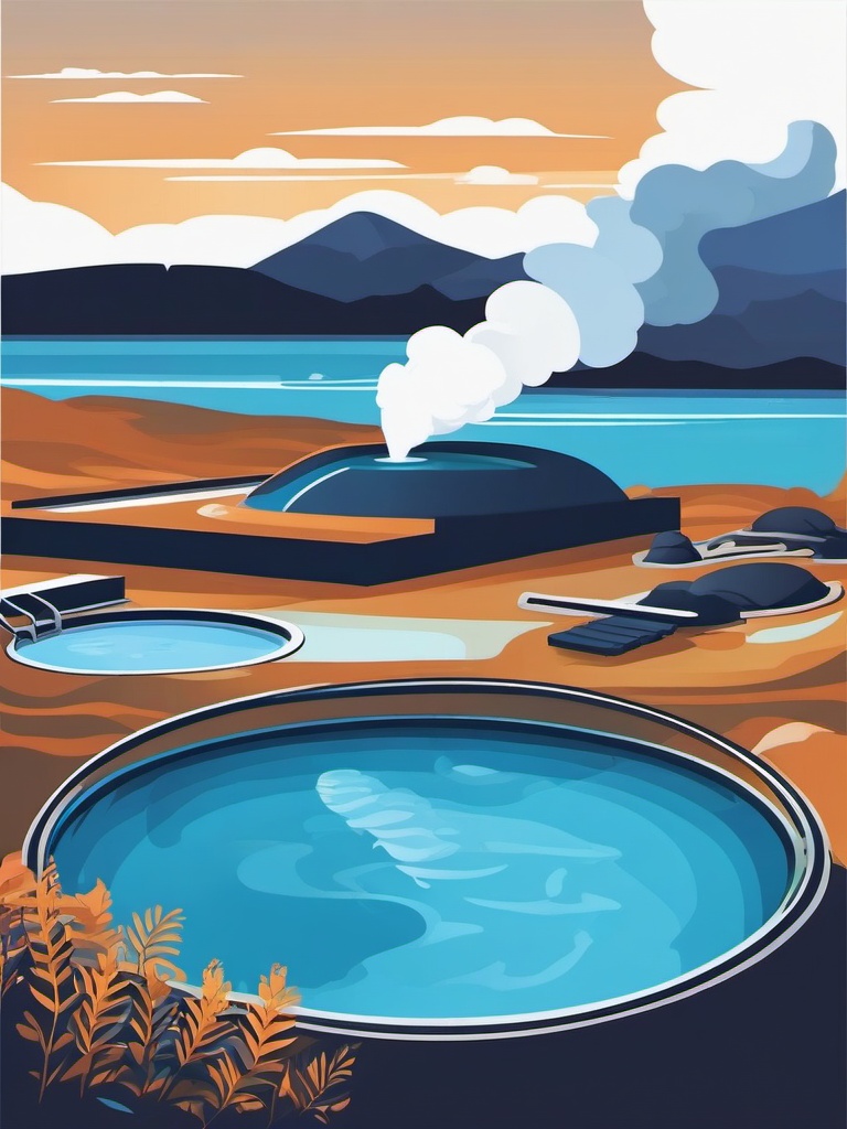 Blue Lagoon clipart - Geothermal spa in Iceland, ,color clipart vector style