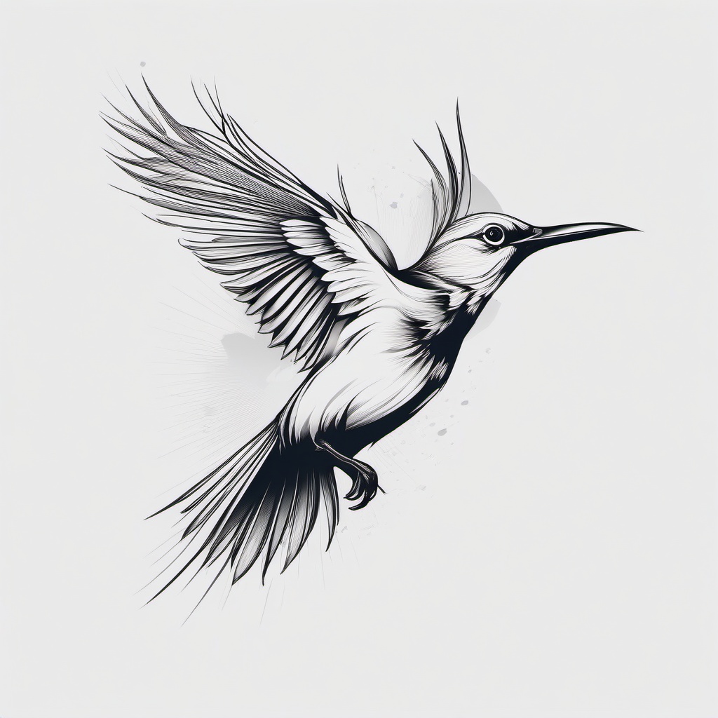 Bird Tattoo - Bird illustration  minimal tattoo design, white background