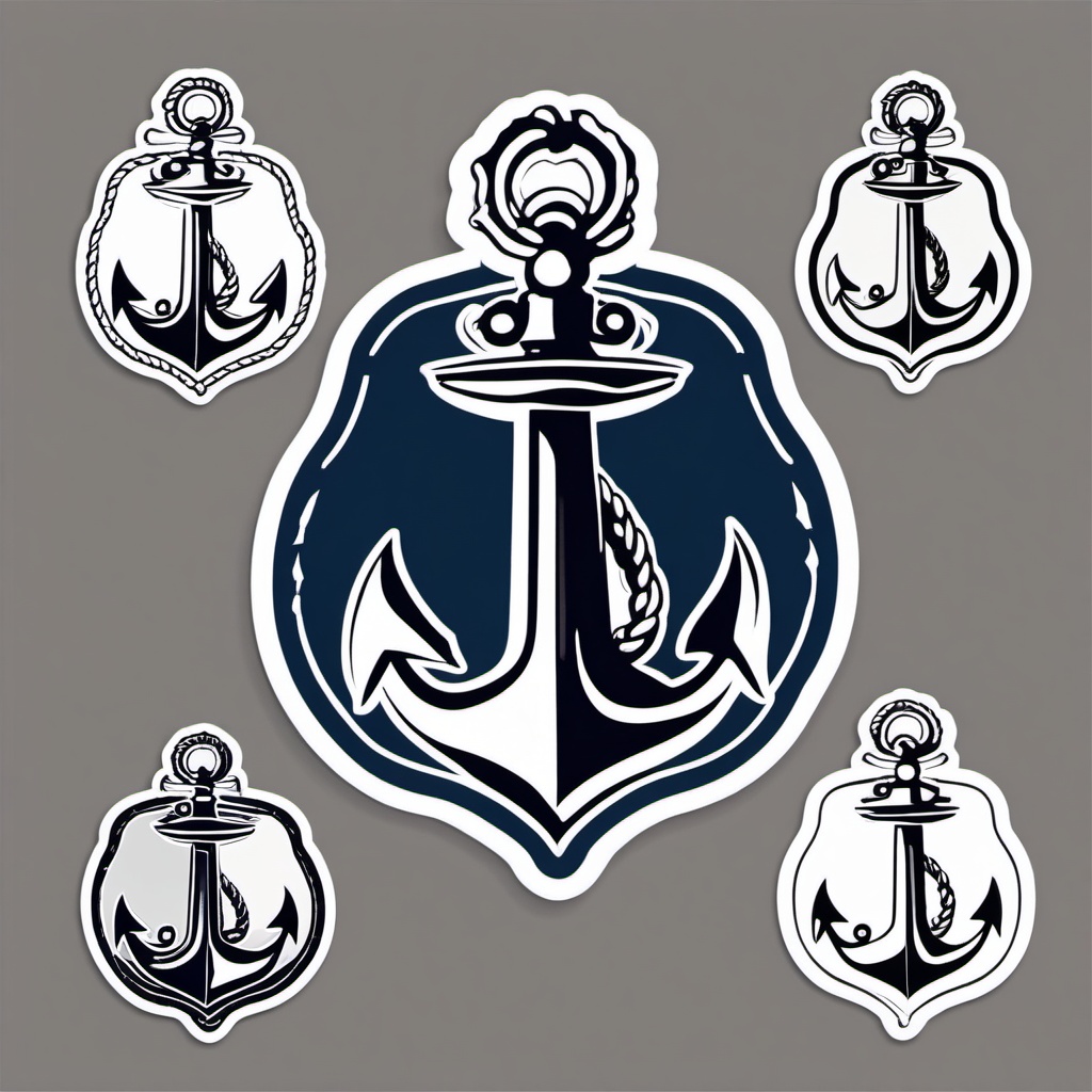 Anchor Sticker - Nautical anchor illustration, ,vector color sticker art,minimal