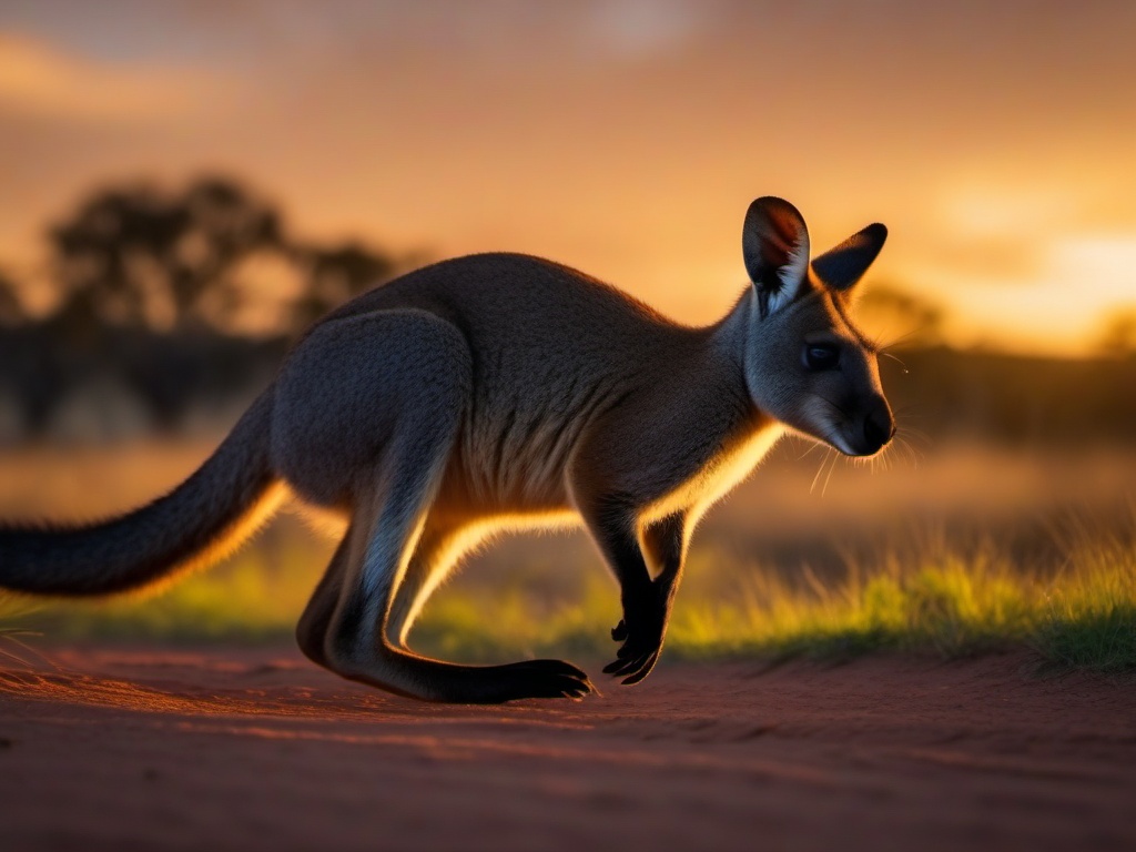 Cute Wallaby Hopping in the Outback 8k, cinematic, vivid colors