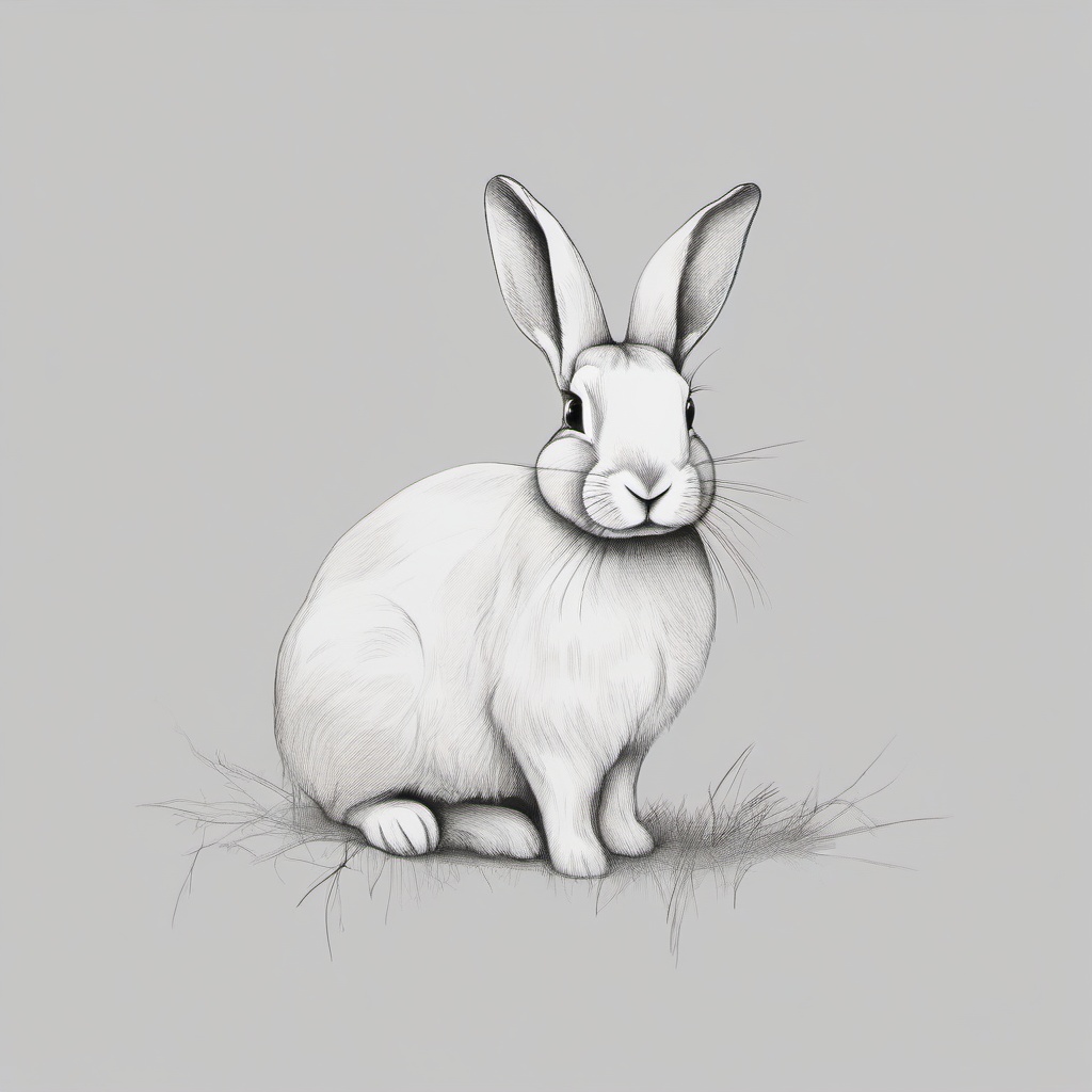 drawing of a bunny with a carrot  minimal rough sketch scribbles,doodles,black and white