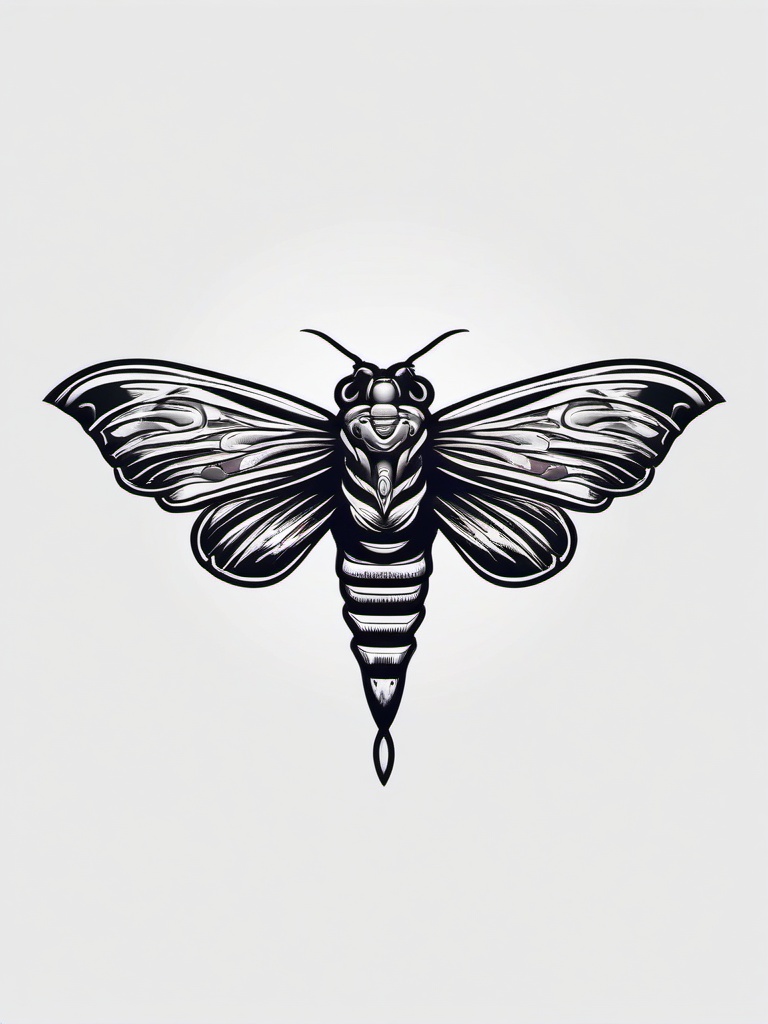 Death Moth Throat Tattoo - Showcase boldness and uniqueness with a throat tattoo featuring a Death moth design.  simple vector color tattoo, minimal, white background