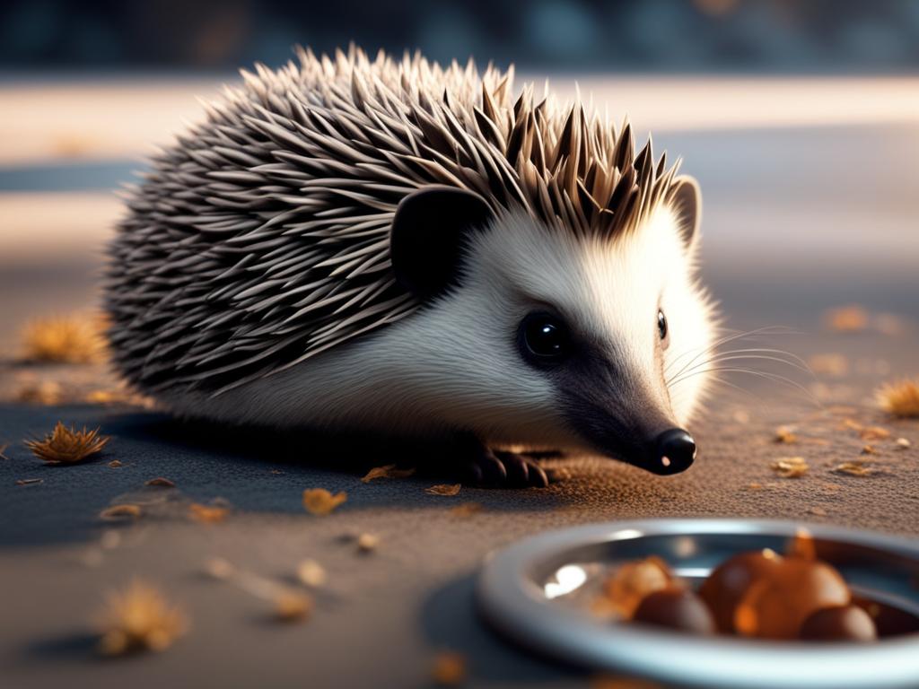 hedgehoglet curling into a spiky ball to ward off danger 8k ultrarealistic cinematic 