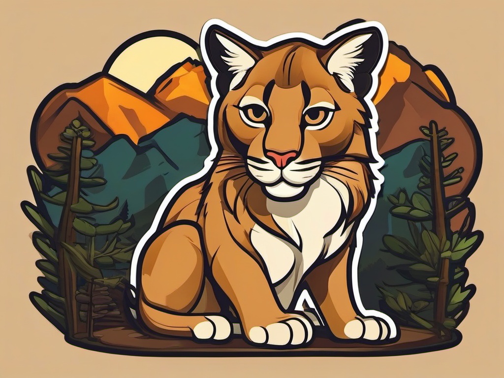 Puma cartoon - mountain-dwelling big cat  cartoon sticker style