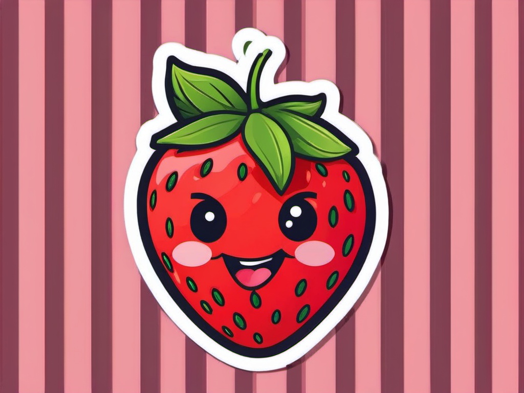 Smiling Strawberry sticker- Berrylicious Happiness, , color sticker vector art