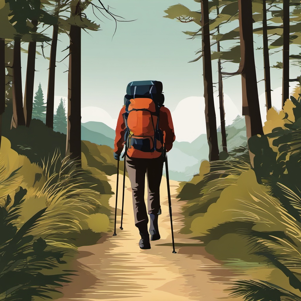 Hiker's Trail Discovery clipart - Discovery along the trail, ,vector color clipart,minimal