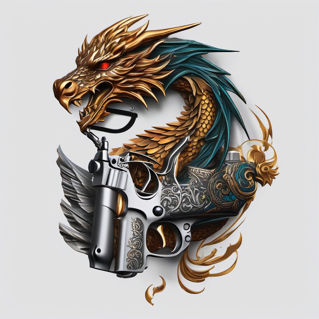 Dragon Hawk Tattoo Gun - A tattoo gun associated with the Dragonhawk brand, possibly designed for dragon motifs.  simple color tattoo,minimalist,white background