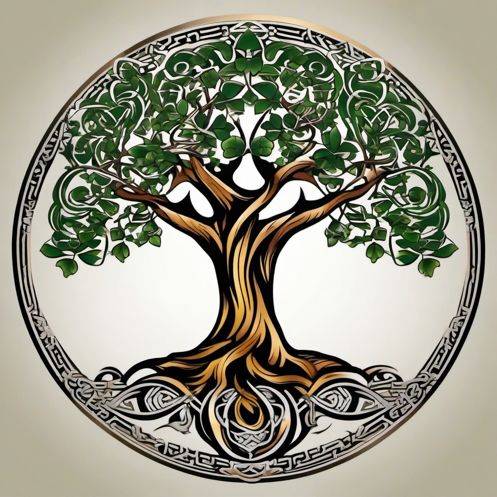 tree of life irish tattoo  simple vector color tattoo