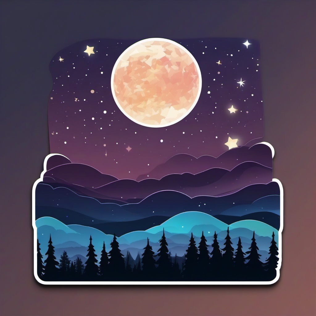 Starlit sky panorama sticker- Cosmic and expansive, , sticker vector art, minimalist design