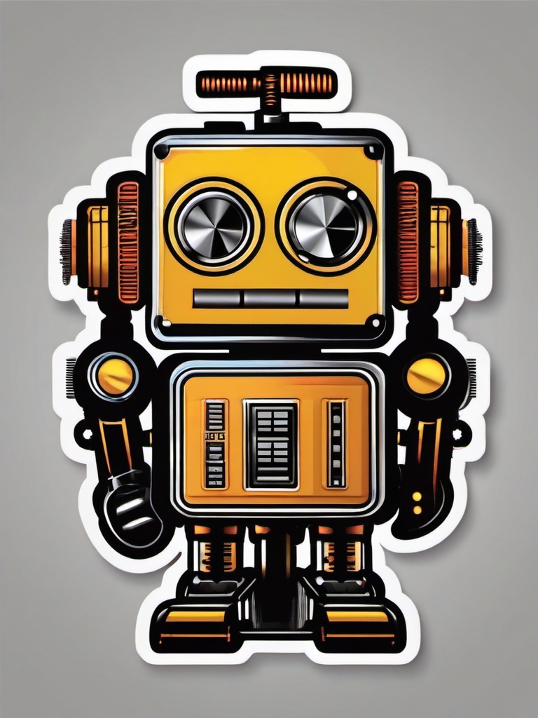 Rockstar Robot sticker- Electric Boogie Circuits, , sticker vector art, minimalist design