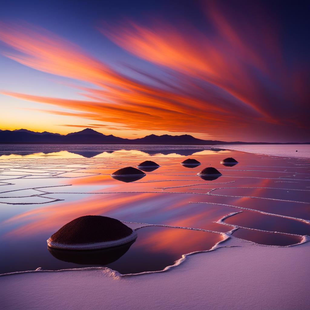 salar de uyuni, bolivia - craft a surreal dreamscape of the world's largest salt flat mirroring the starry night above. 