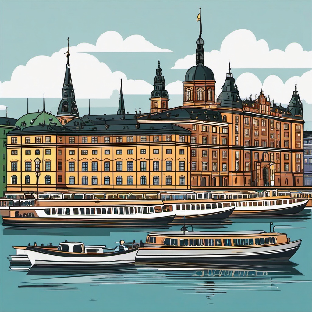 Stockholm clipart - Stockholm Palace and city islands, ,color clipart vector style