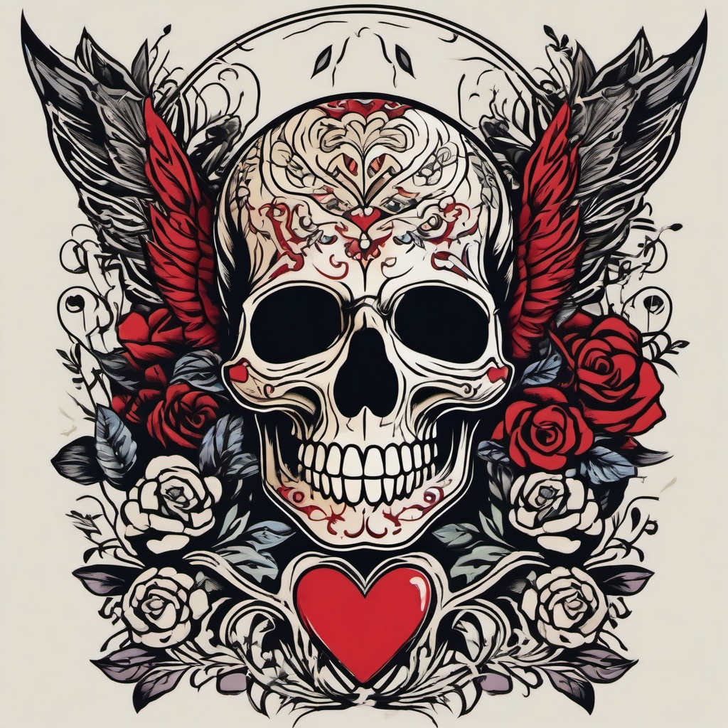 love skeleton tattoo  simple vector color tattoo