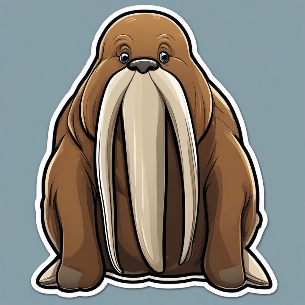 Walrus cartoon - tusked ocean giant  cartoon sticker style