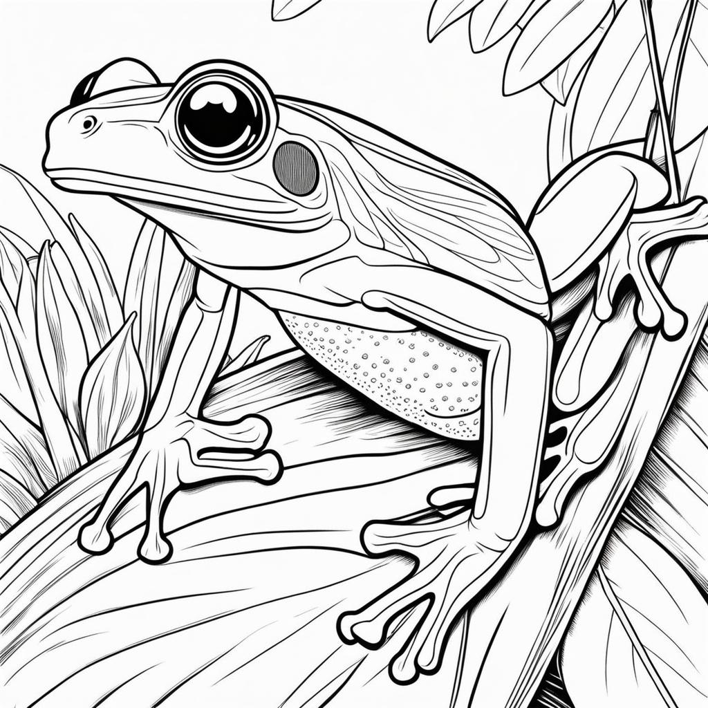 red-eyed tree frogs cute animals coloring page 