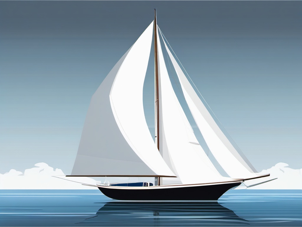 Sailboat Clipart - A graceful sailboat with billowing white sails, gliding on the tranquil waters of a pristine lake.  color clipart, minimalist, vector art, 