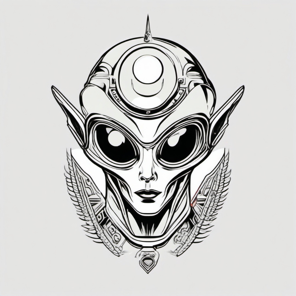 Paul Alien Tattoo - Pay homage to pop culture with a Paul-inspired alien tattoo.  simple color tattoo,vector style,white background