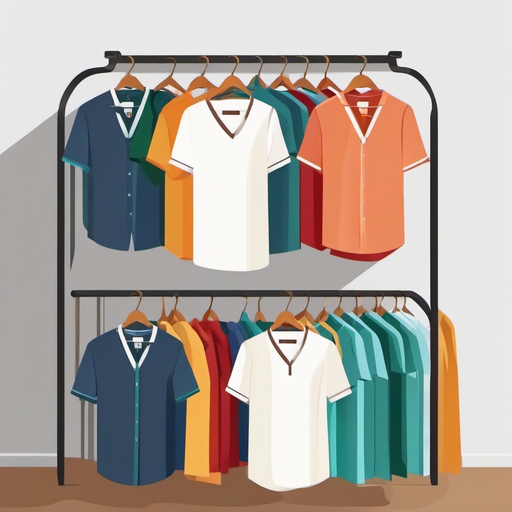 Clothes hanging on a rack clipart.  vector style illustration, white background