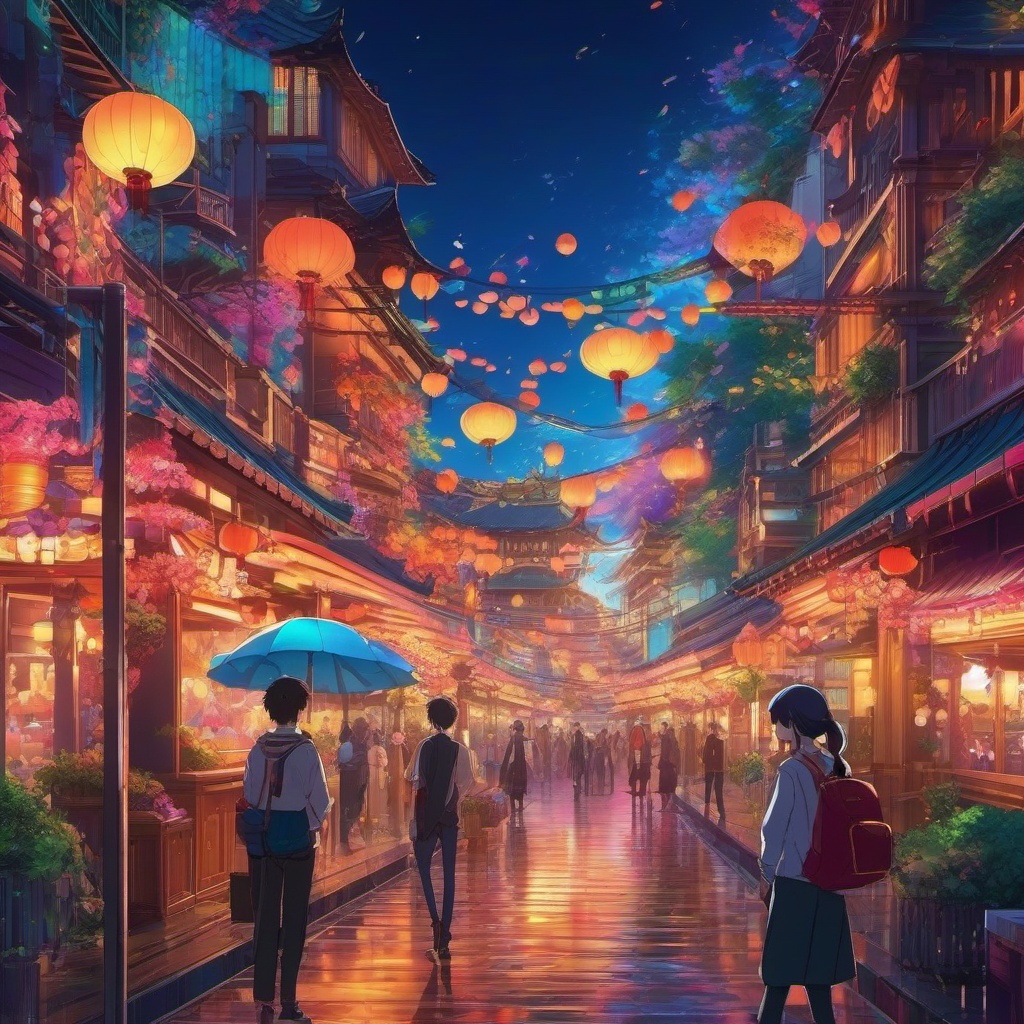 Anime Background - Vibrant Anime Characters and Settings wallpaper splash art, vibrant colors, intricate patterns