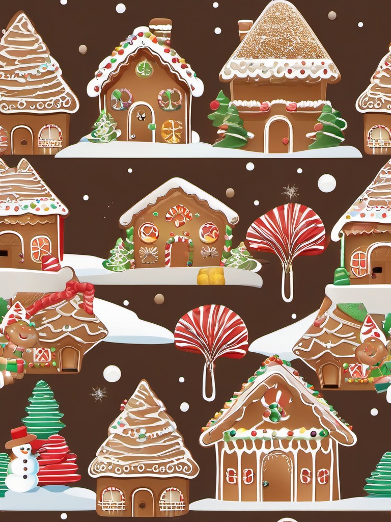 Gingerbread House clipart - gingerbread house with marshmallow snowmen  color,minimalist,vector clipart