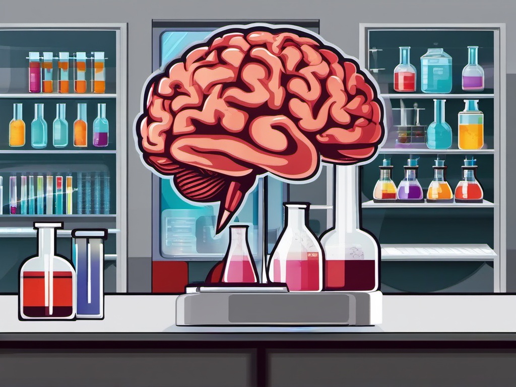 Brain clipart - brain in a science lab setting  