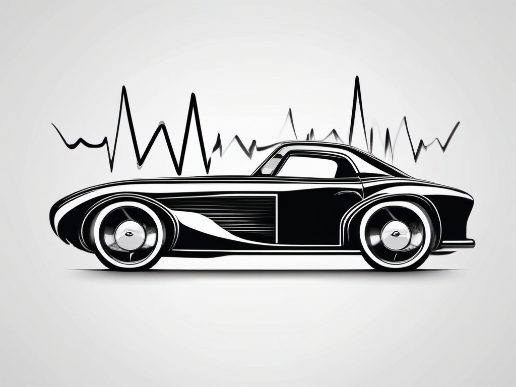 Abstract car heartbeat tattoo. Pulse of automotive energy.  minimalist black white tattoo style