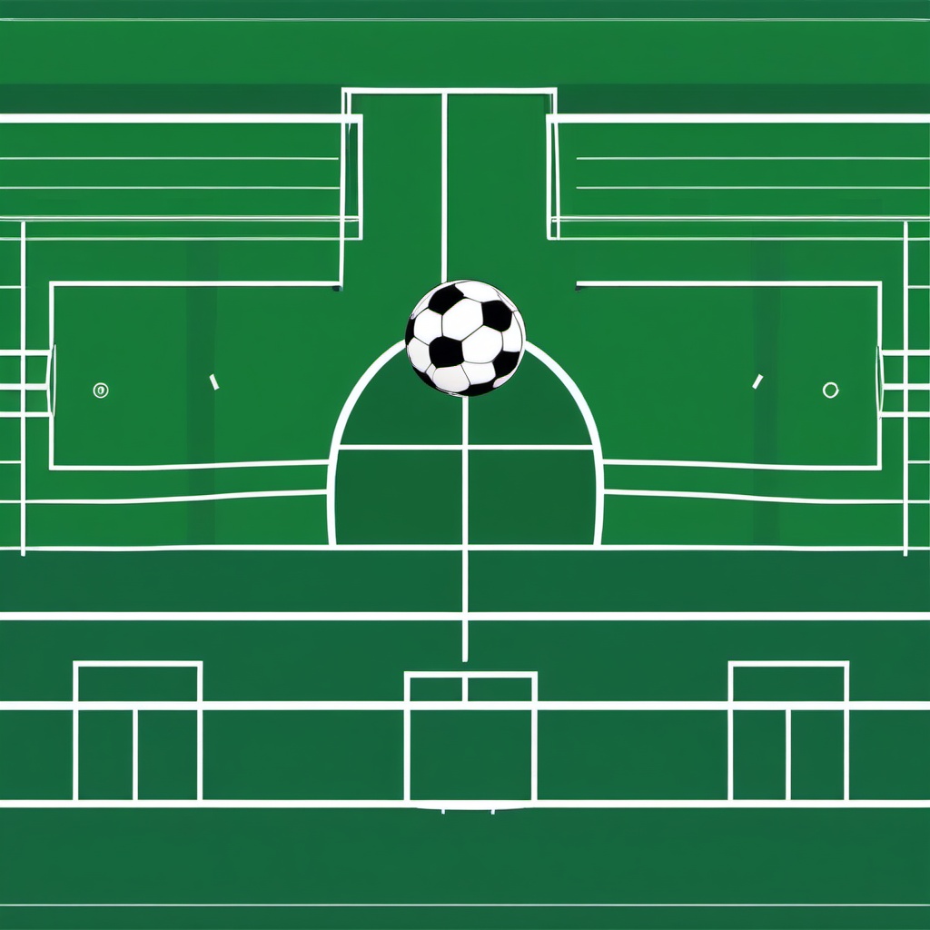 Soccer clipart - soccer field with chalk lines and a soccer ball  color,minimalist,vector clipart