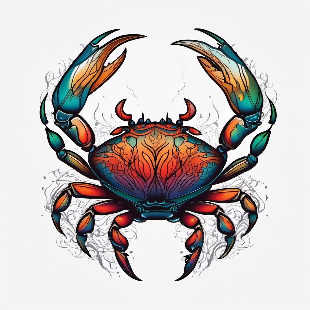 Abstract crab roots tattoo. Deep-seated connection to emotions.  color tattoo design, white background