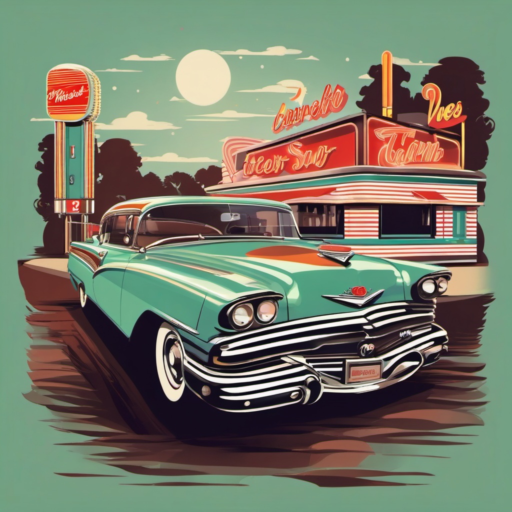 Retro Diner Vibes - Create a t-shirt inspired by the charm of retro diners. , vector art, splash art, retro t shirt design