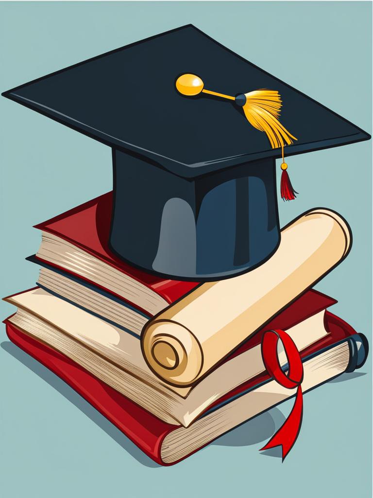 graduation clipart - a graduation cap and diploma for academic success 