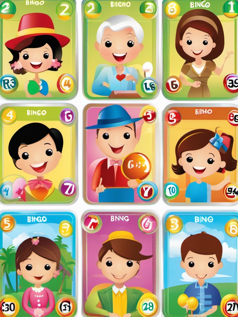 Bingo clipart - bingo game with family  vector clipart