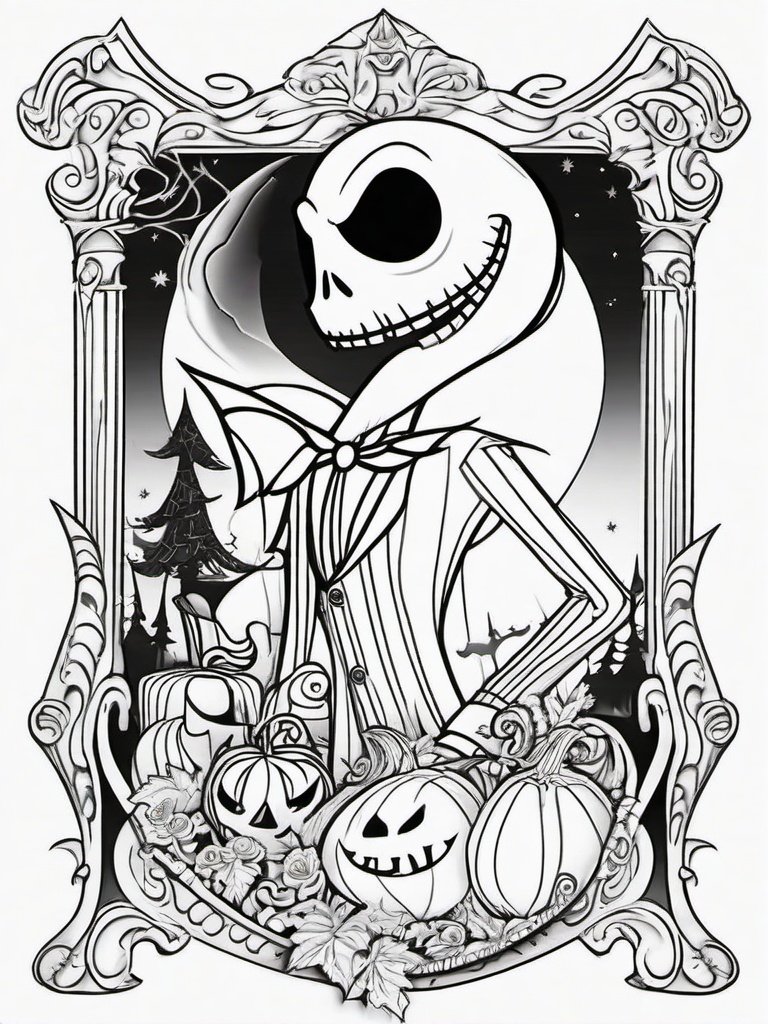 The Nightmare Before Christmas Coloring Page  outling,coloring pages,black and whit