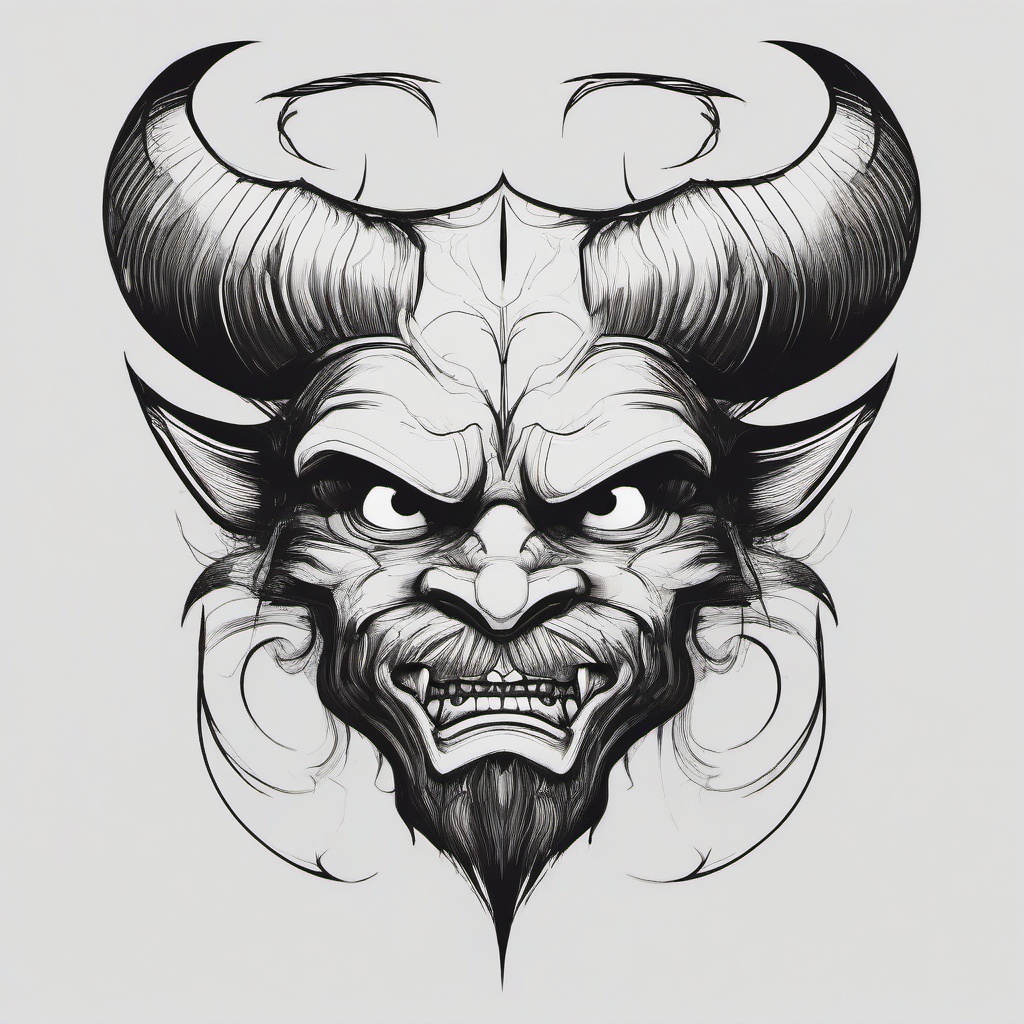 drawing of a cartoonish demon  minimal rough sketch scribbles,doodles,black and white