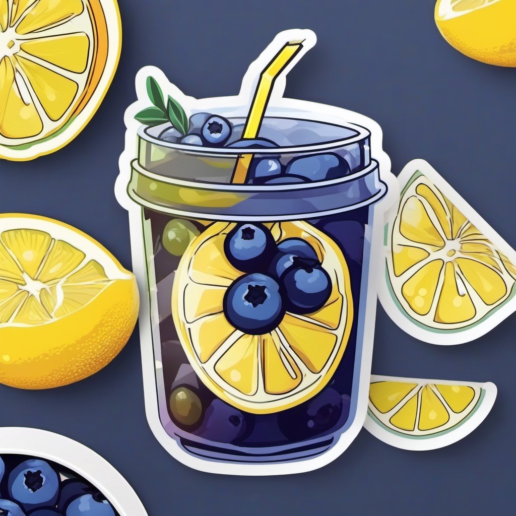 Blueberry Lemonade Sticker - Refresh with the sweet and tart fusion of blueberry and lemonade, , sticker vector art, minimalist design