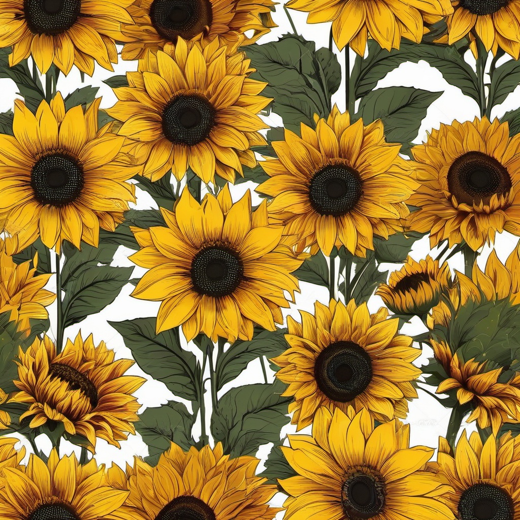 Autumn Sunflower clipart - Sunflower fields in full bloom, ,vector color clipart,minimal