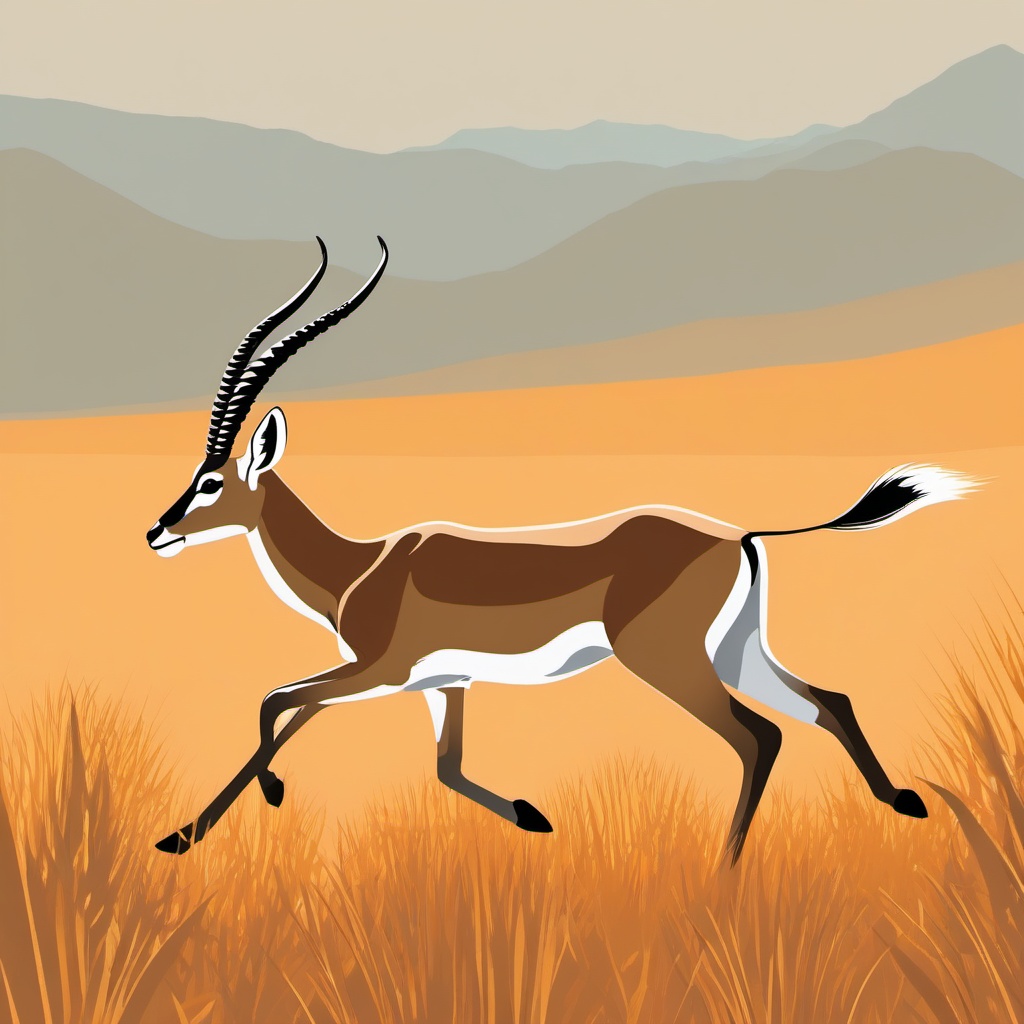 Gazelle Clipart - Gazelle sprinting across the African savannah , minimal, 2d