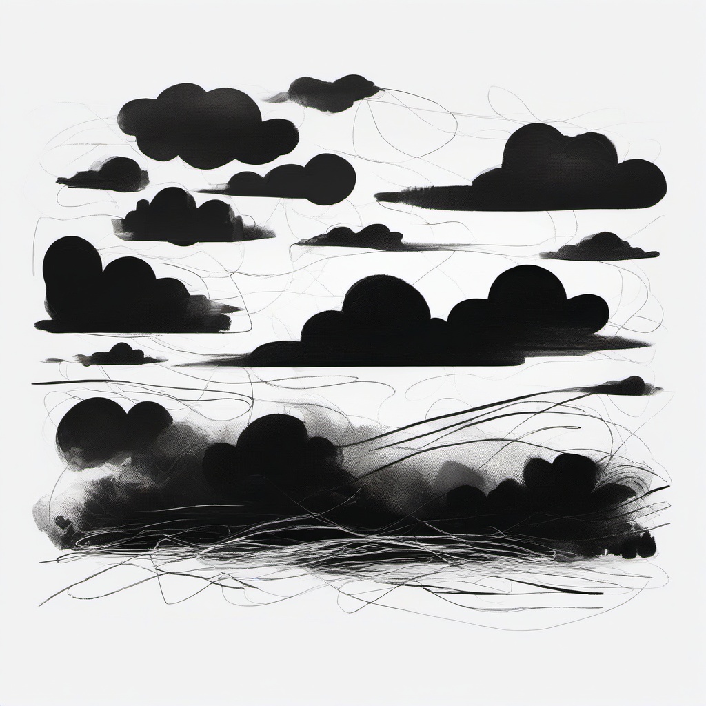 drawing of a sky  minimal rough scribbles,doodles,black and white