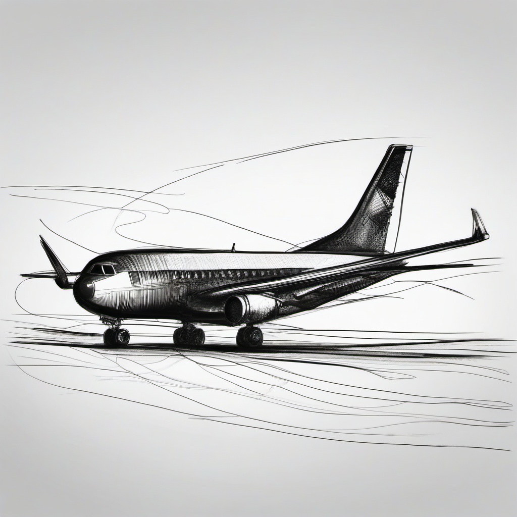 simple drawing of plane  minimal rough sketch scribbles,doodles,black and white