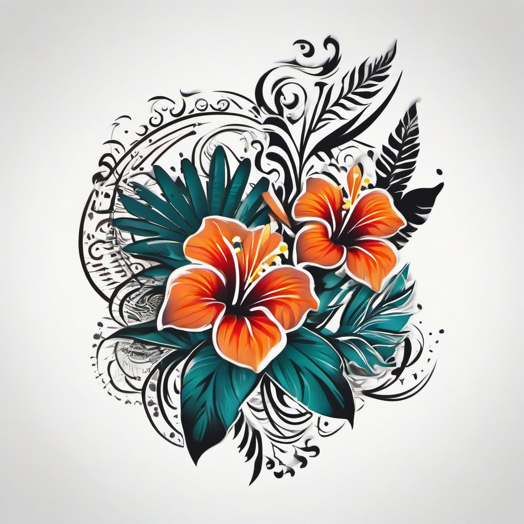 Tattoo in Hawaiian - Embrace the Hawaiian language with a tattoo that features words or phrases in the Hawaiian language.  simple vector color tattoo,minmal,white background