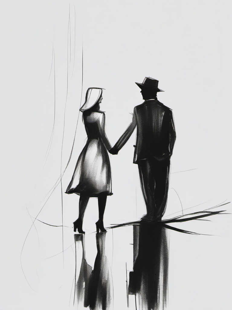 simple drawing of couple  minimal rough sketch scribbles,doodles,black and white