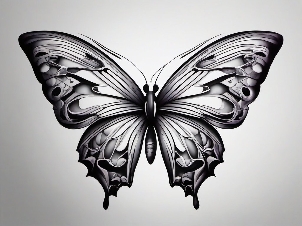 butterfly puzzle tattoo  simple color tattoo, minimal, white background