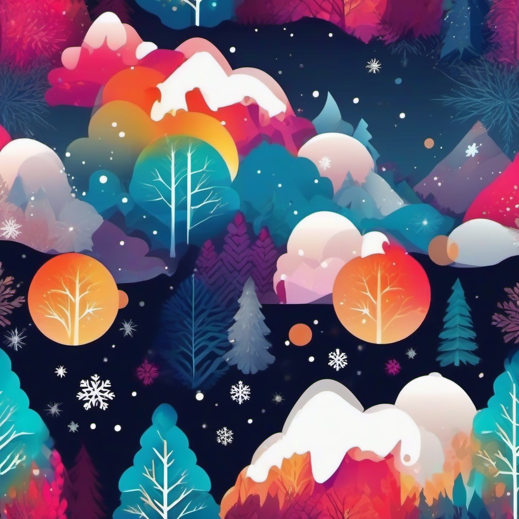 Cozy and Snowy Atmosphere for Your Device with Winter Season Background wallpaper splash art, vibrant colors, intricate patterns