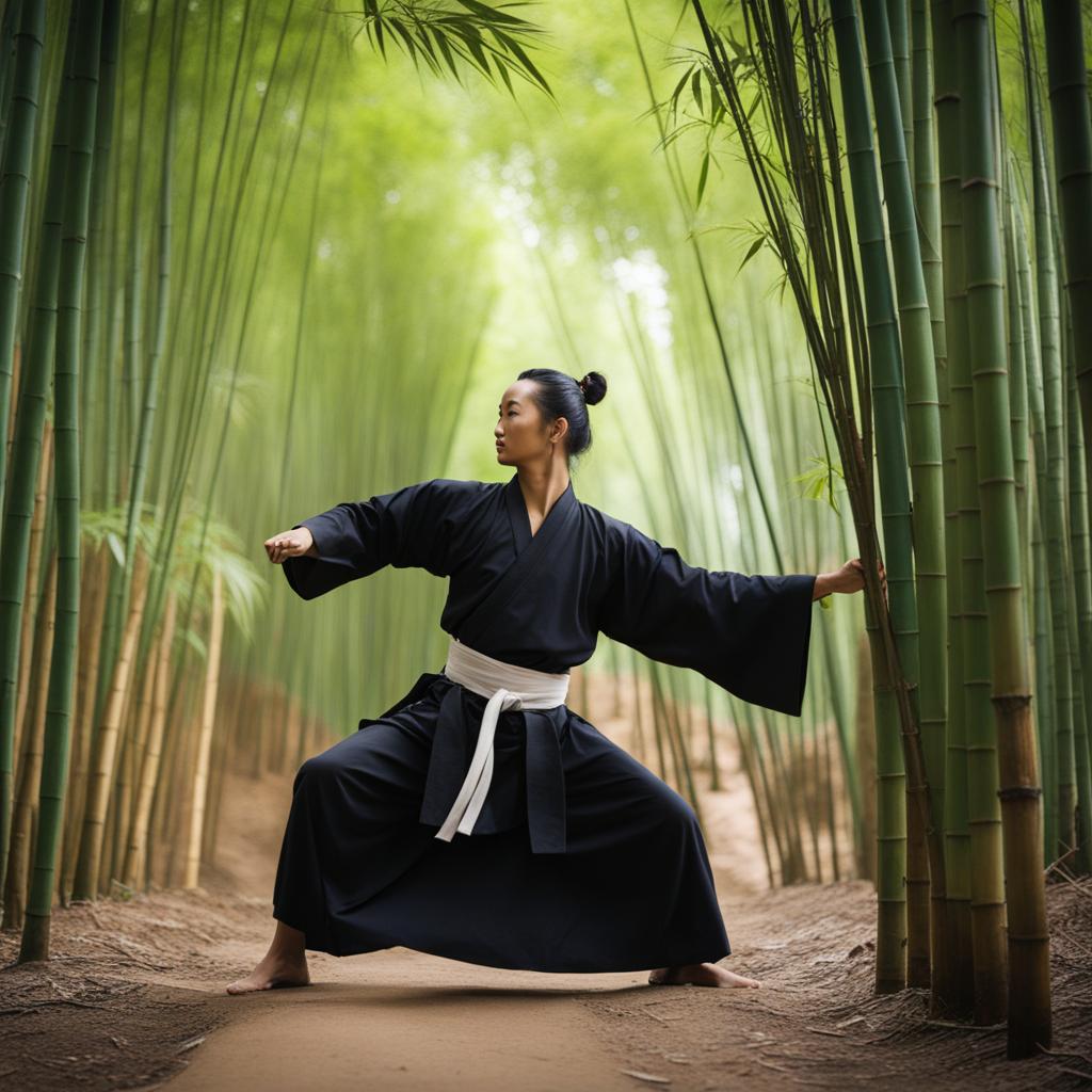 mo dao zu shi - displays extraordinary martial arts skills in a tranquil bamboo grove. 