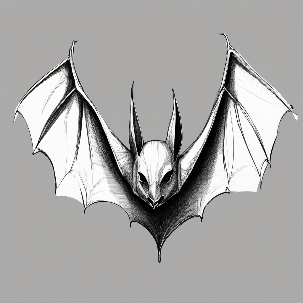 sketch of a bat  minimal rough sketch scribbles,doodles,black and white