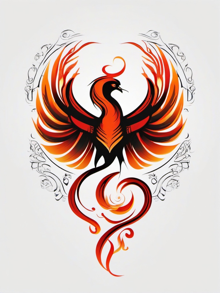 Scorpio Phoenix Tattoo - Symbolize transformation and renewal with a tattoo featuring both Scorpio and phoenix symbolism.  simple vector color tattoo,minimal,white background