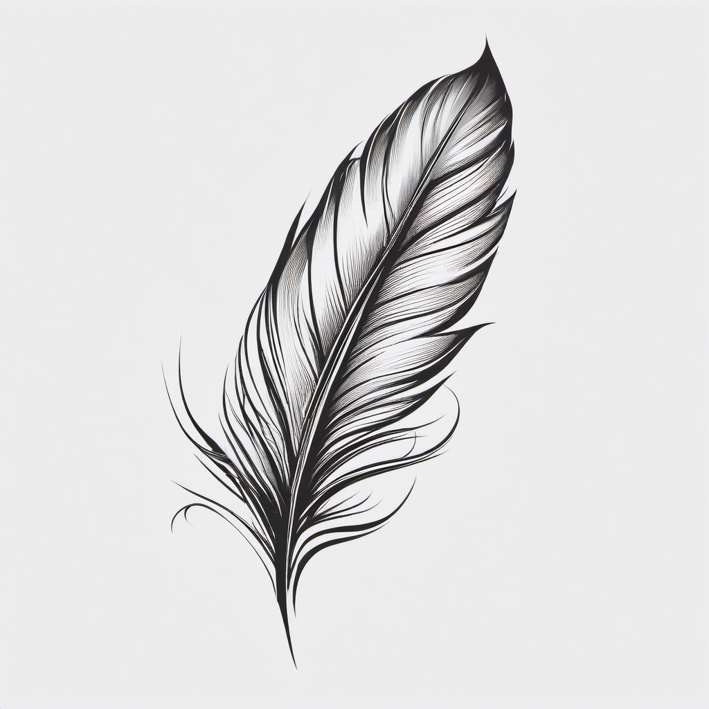 Feather and Flower Tattoo - Combination of a feather and flower.  simple vector tattoo,minimalist,white background