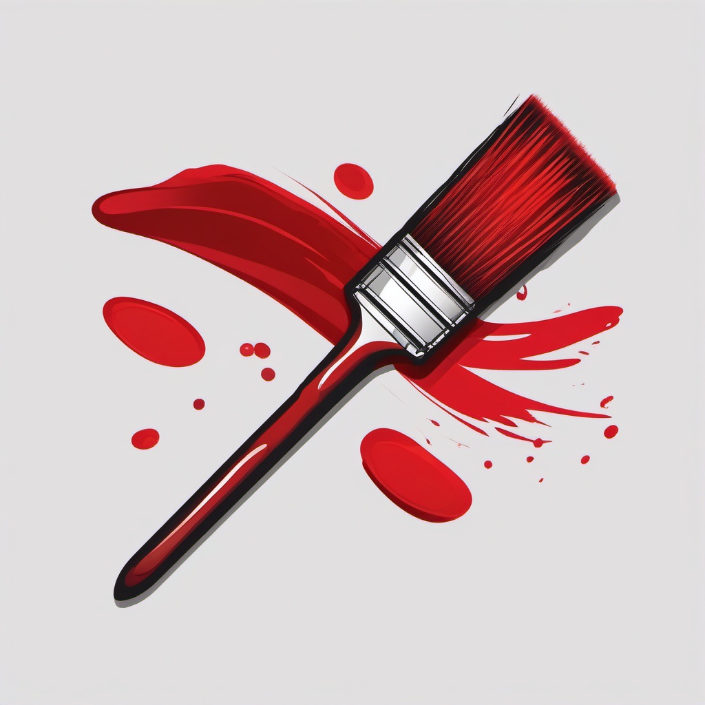 Paint Brush clipart - paintbrush making a bold red stroke  color,minimalist,vector clipart